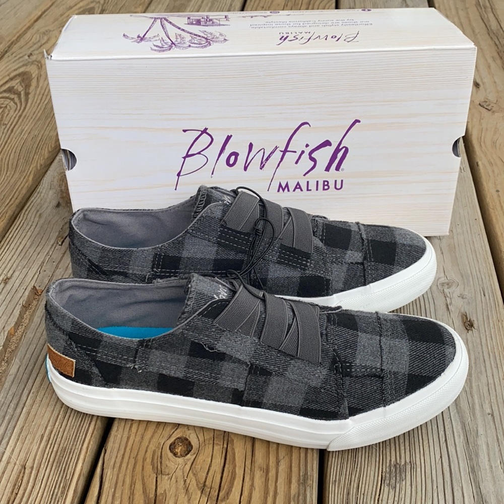 Blowfish Black Plaid Slip On Sneakers (10)